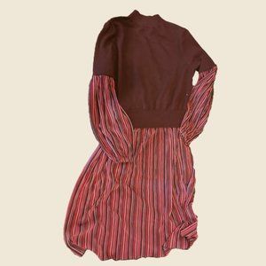 "Minimal" Maroon Sweater striped casual, long sleeve, formal dress.